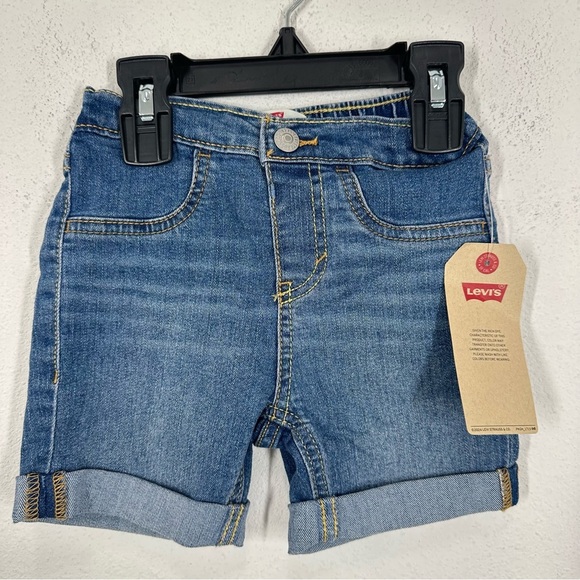 Levi's Denim Bermuda Shorts Girls Size 2T NWT Summer Casual Elastic‎ Waist - Picture 1 of 5